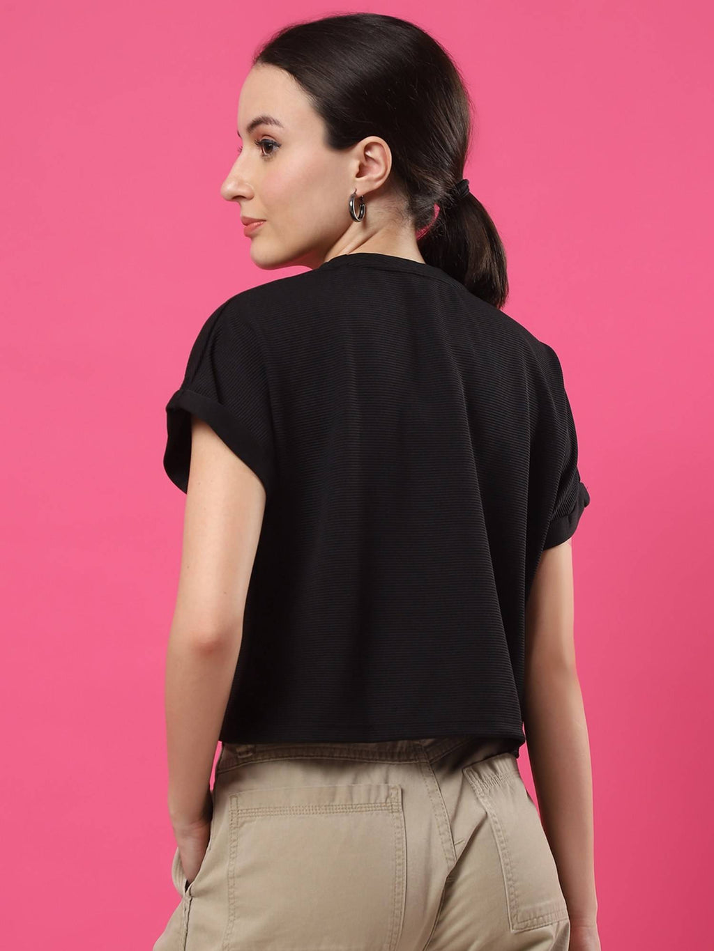 Women Teal Palmcorder Crop Top | CT61 - view 12