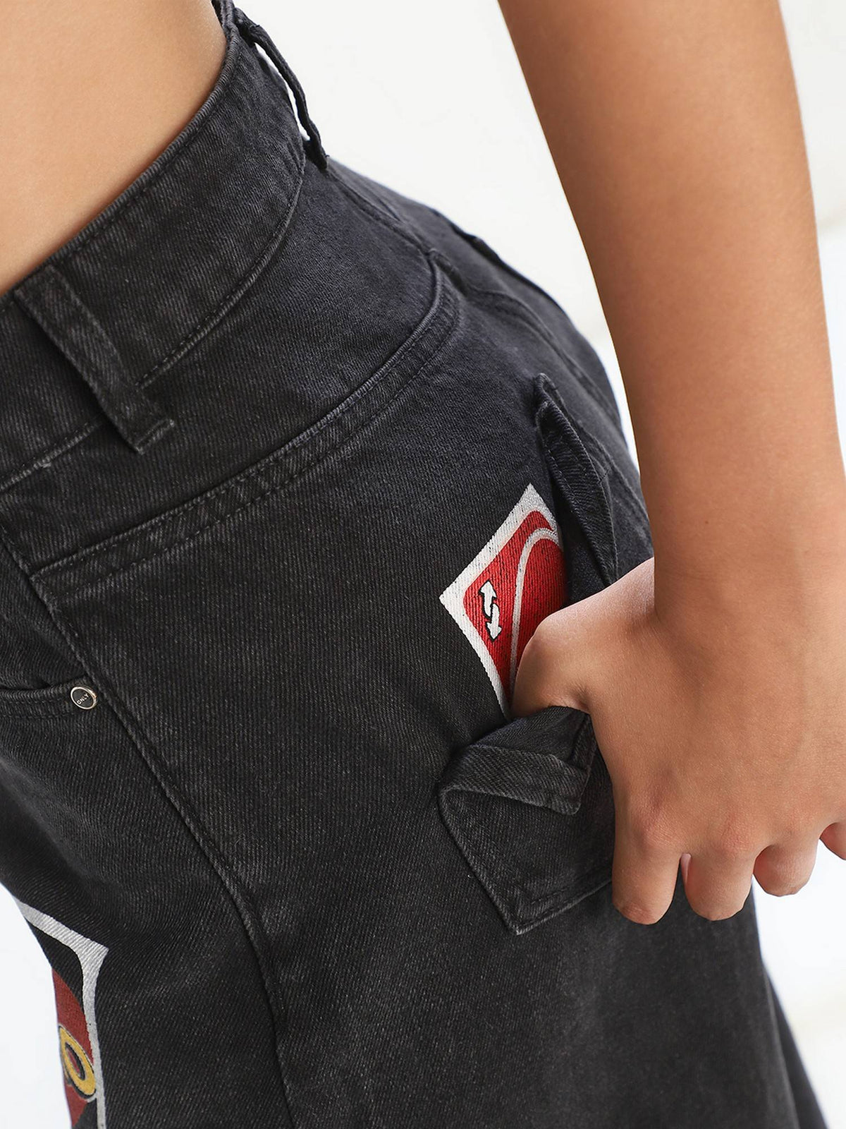 Women's Solid Slouchy Black Jeans | RF89 - view 5