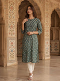 Women Green Rayon Printed Kurta | KDG - view 1