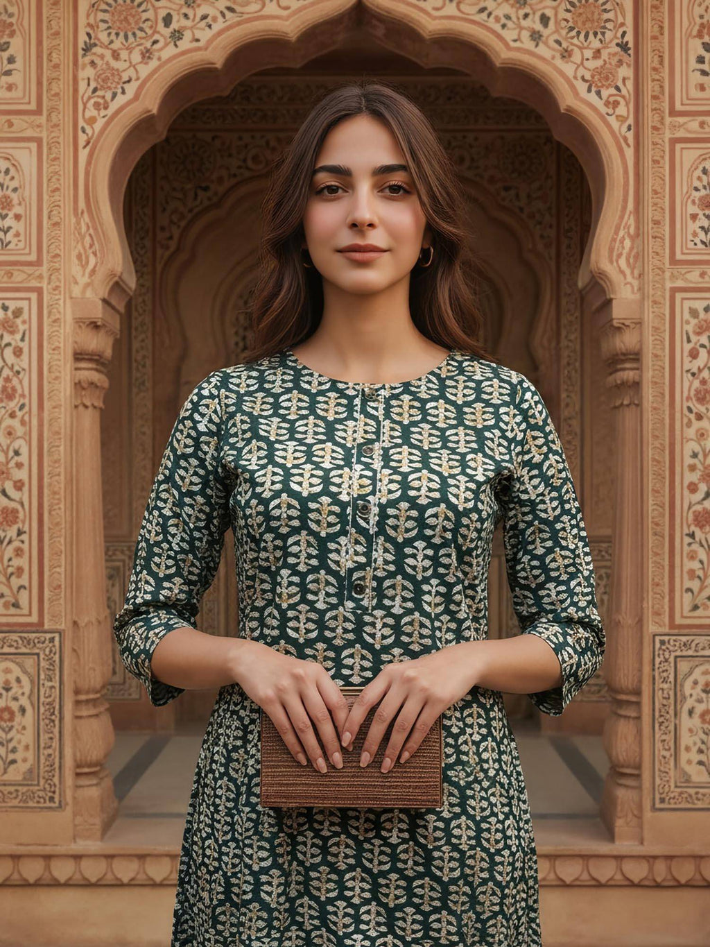 Women Green Rayon Printed Kurta | KDG - view 5