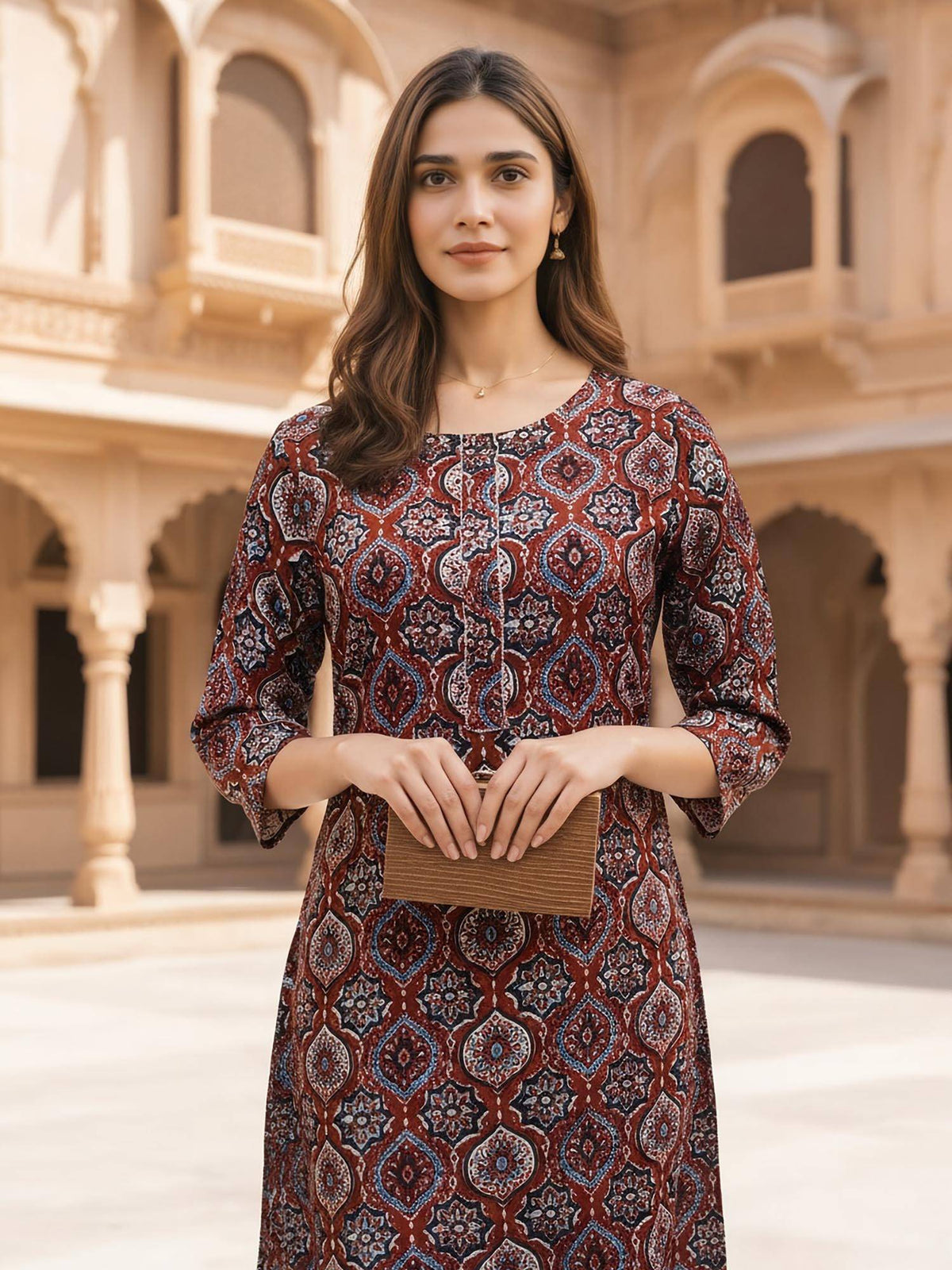 Women Maroon Rayon Printed Kurta | KDG - view 2