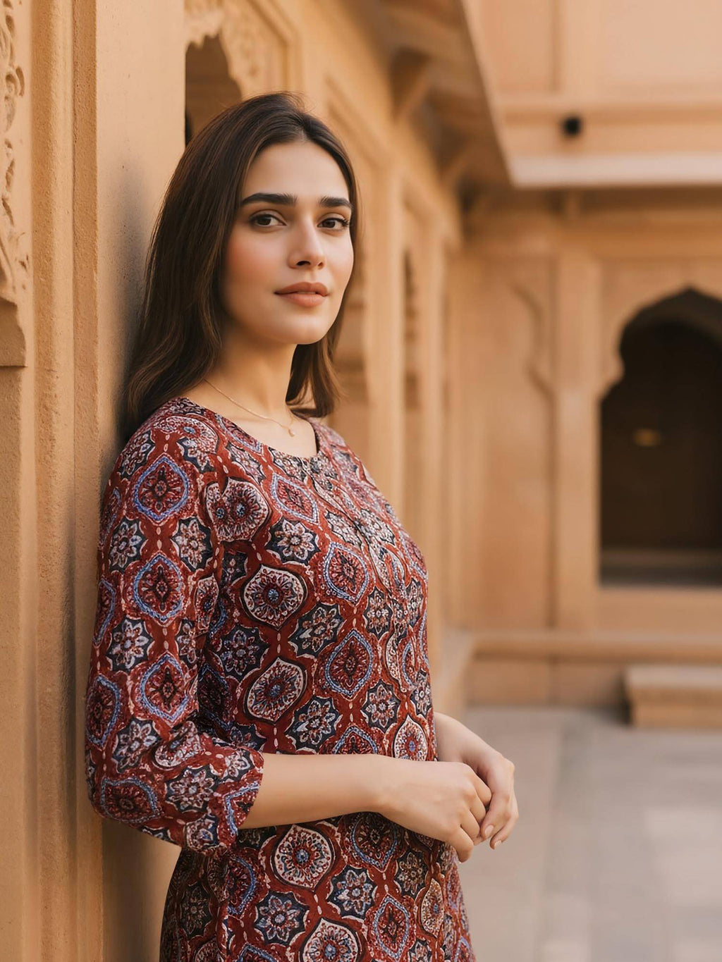 Women Maroon Rayon Printed Kurta | KDG - view 3