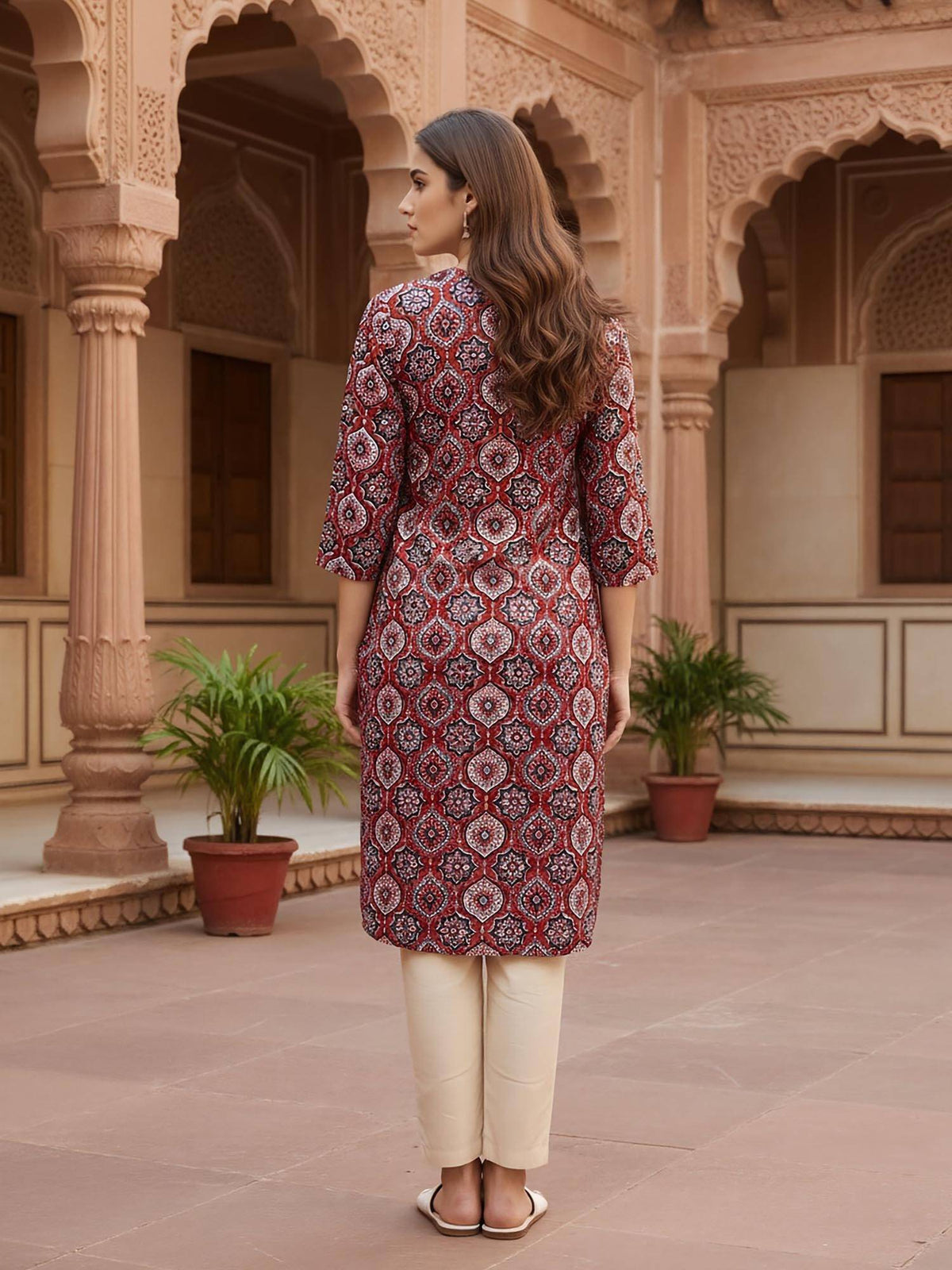 Women Maroon Rayon Printed Kurta | KDG - view 4