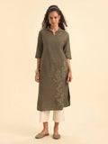 Women Grey Embroidered Kurta | FY93 - view 1