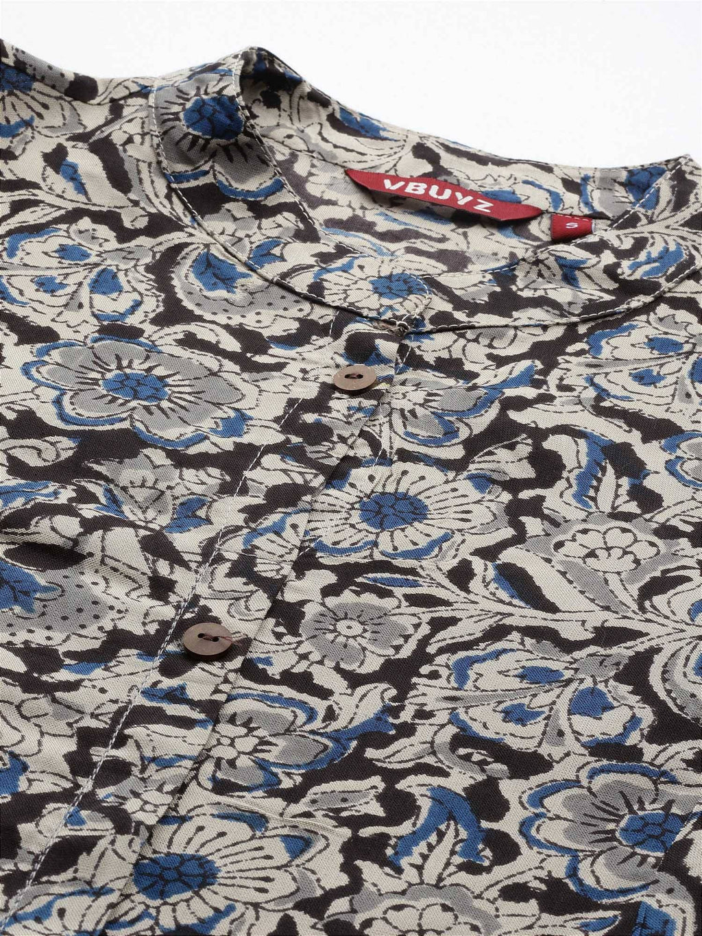 Women Floral Print A-line Rayon Beige Stitched Kurta | FY93 - view 9