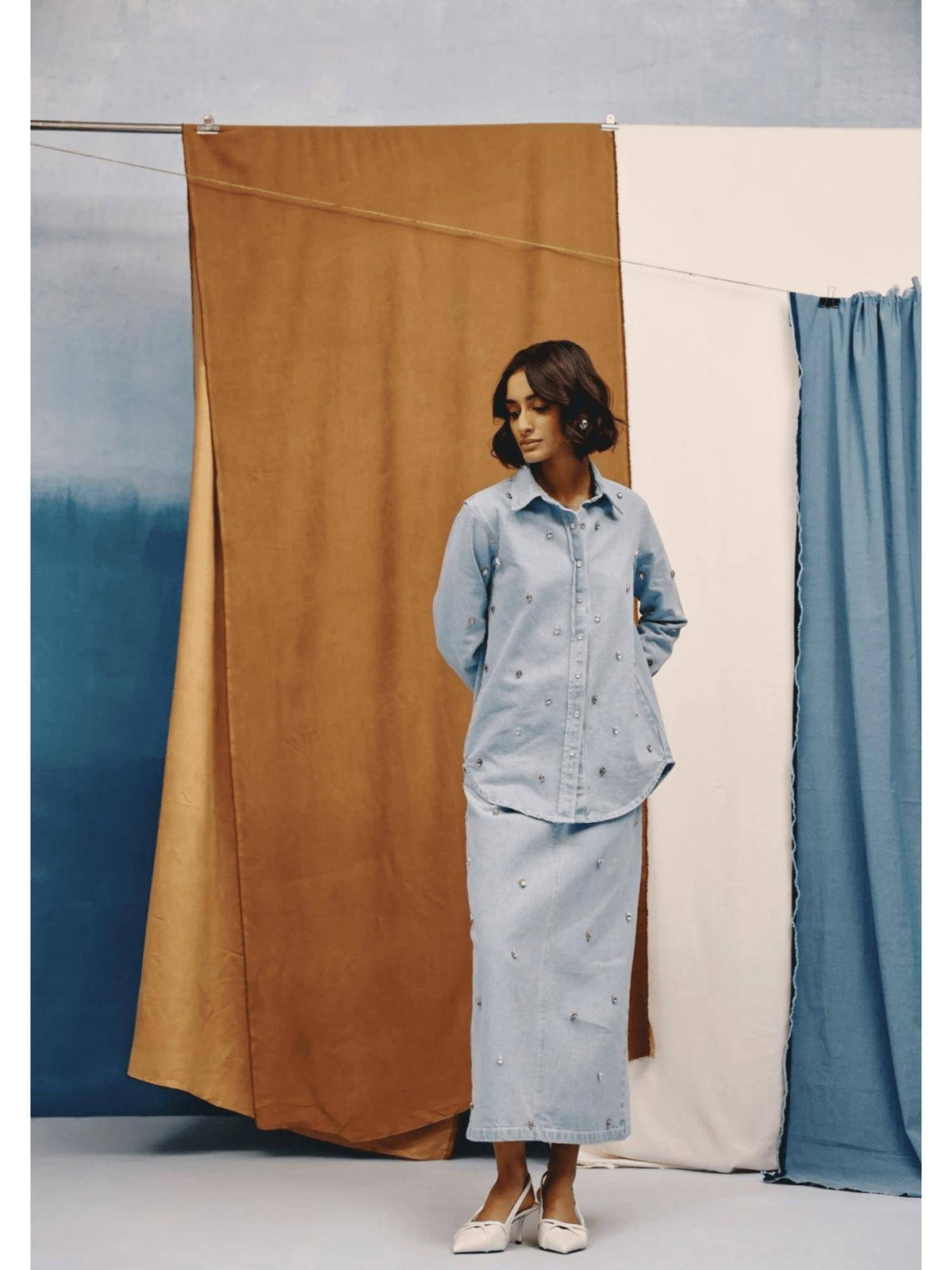 Lumen Studded Blue Denim Shirt | S67 - view 4
