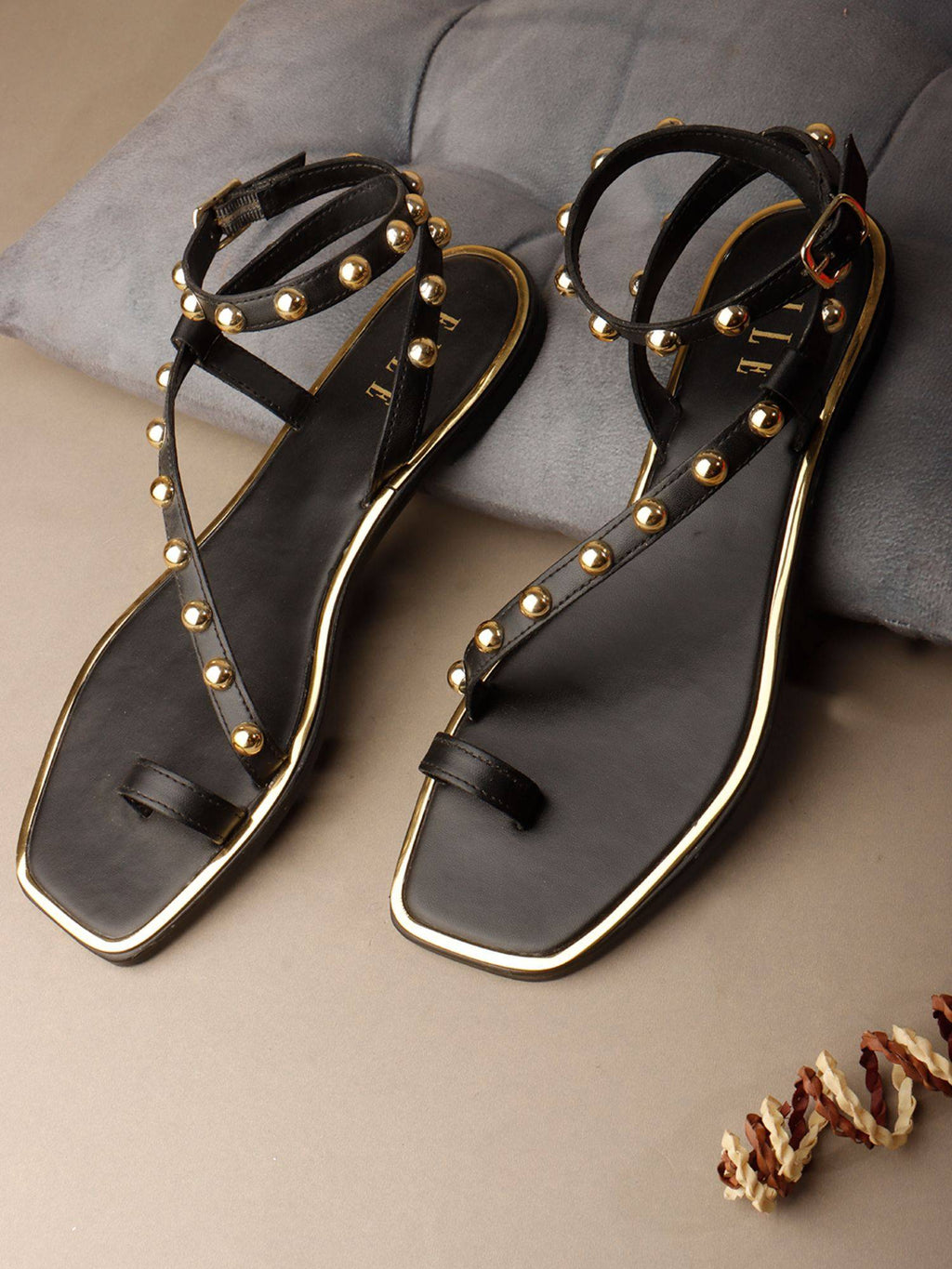 Women Black Studded Sandals | SD89 - view 3