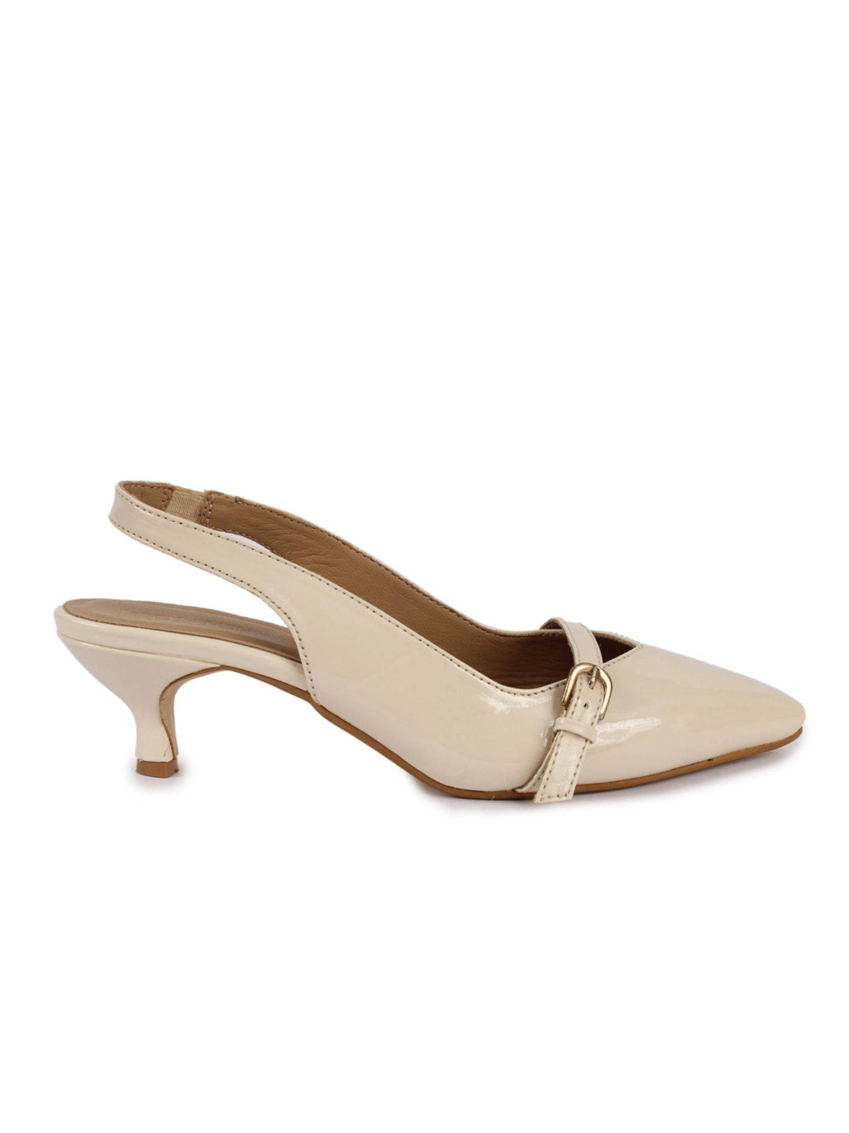 Women Cream Pointed-Toe Kitten Heels | H78 - view 6