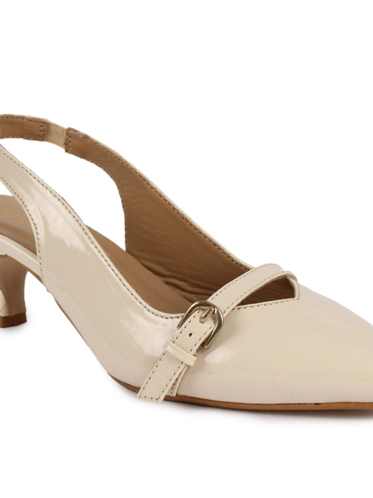 Women Cream Pointed-Toe Kitten Heels | H78 - view 7