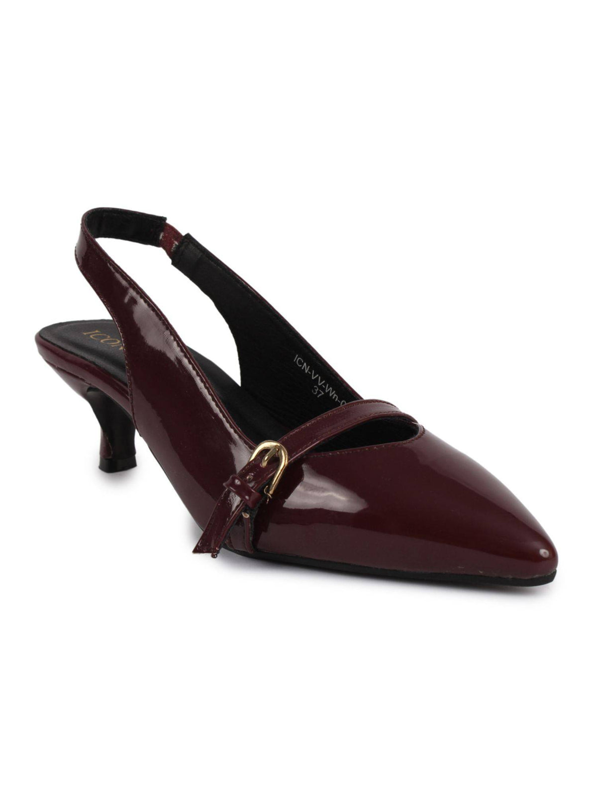 Women Maroon Pointed-Toe Kitten Heels | H78 - view 4