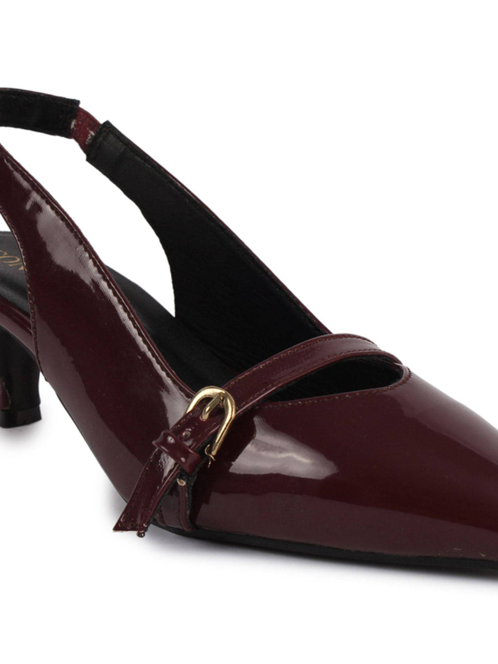 Women Maroon Pointed-Toe Kitten Heels | H78 - view 7
