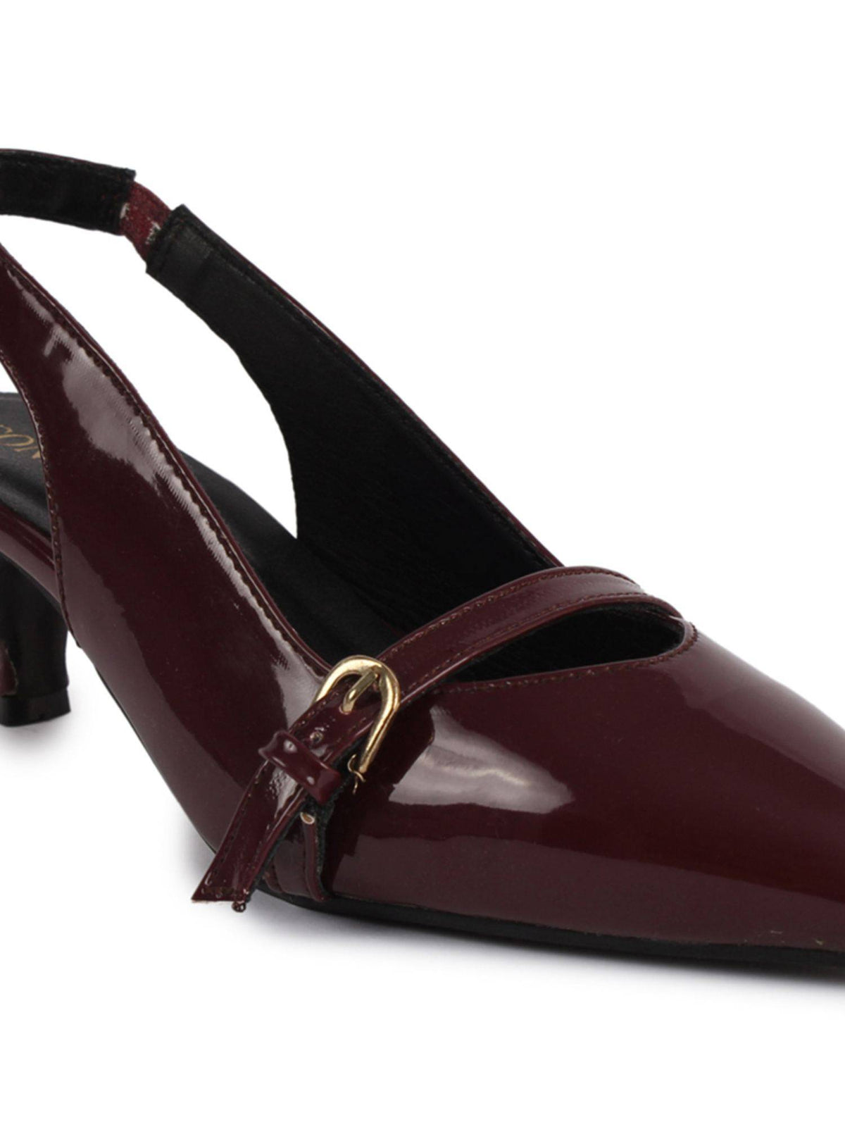 Women Maroon Pointed-Toe Kitten Heels | H78 - view 7