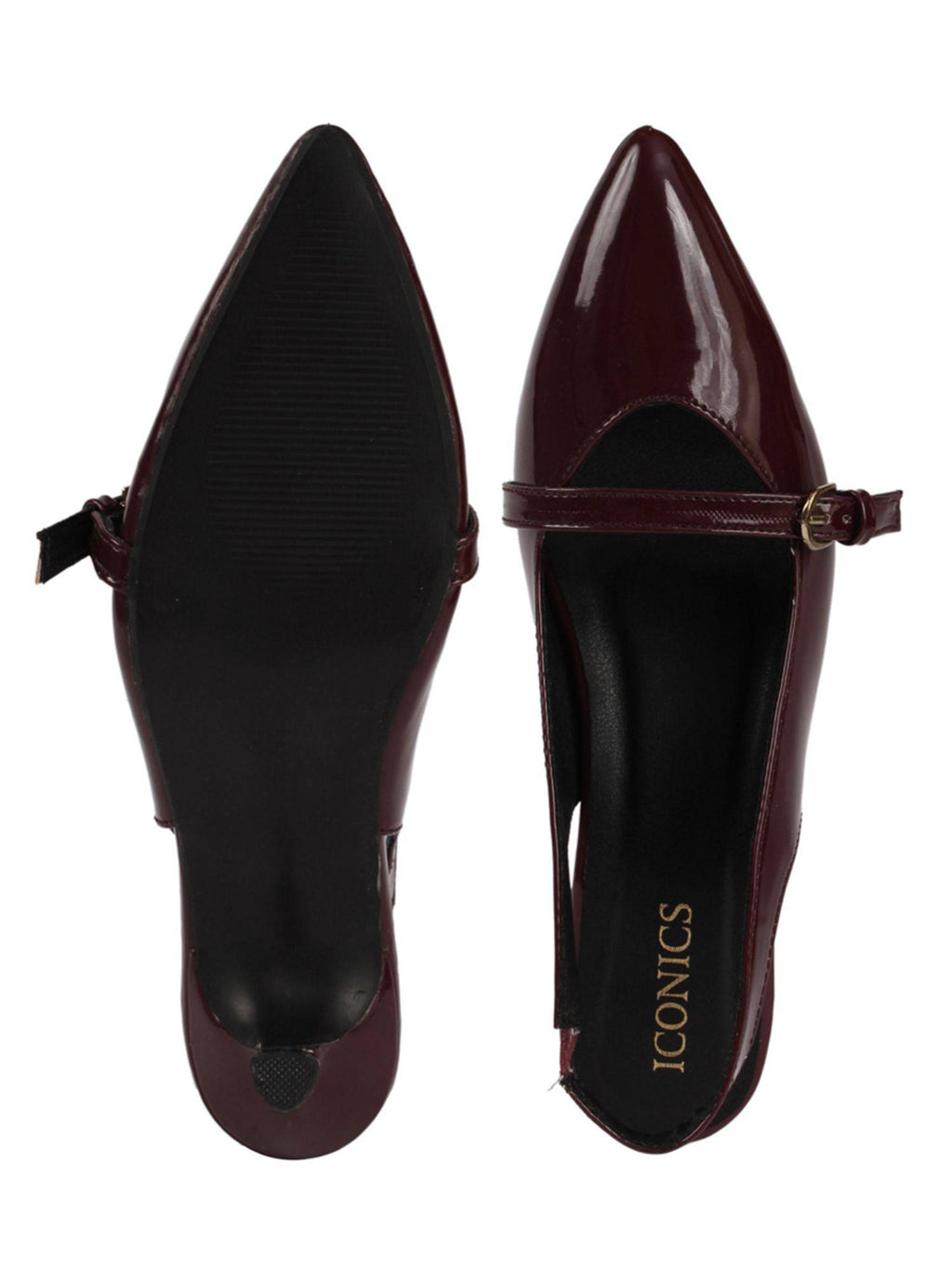 Women Maroon Pointed-Toe Kitten Heels | H78 - view 8