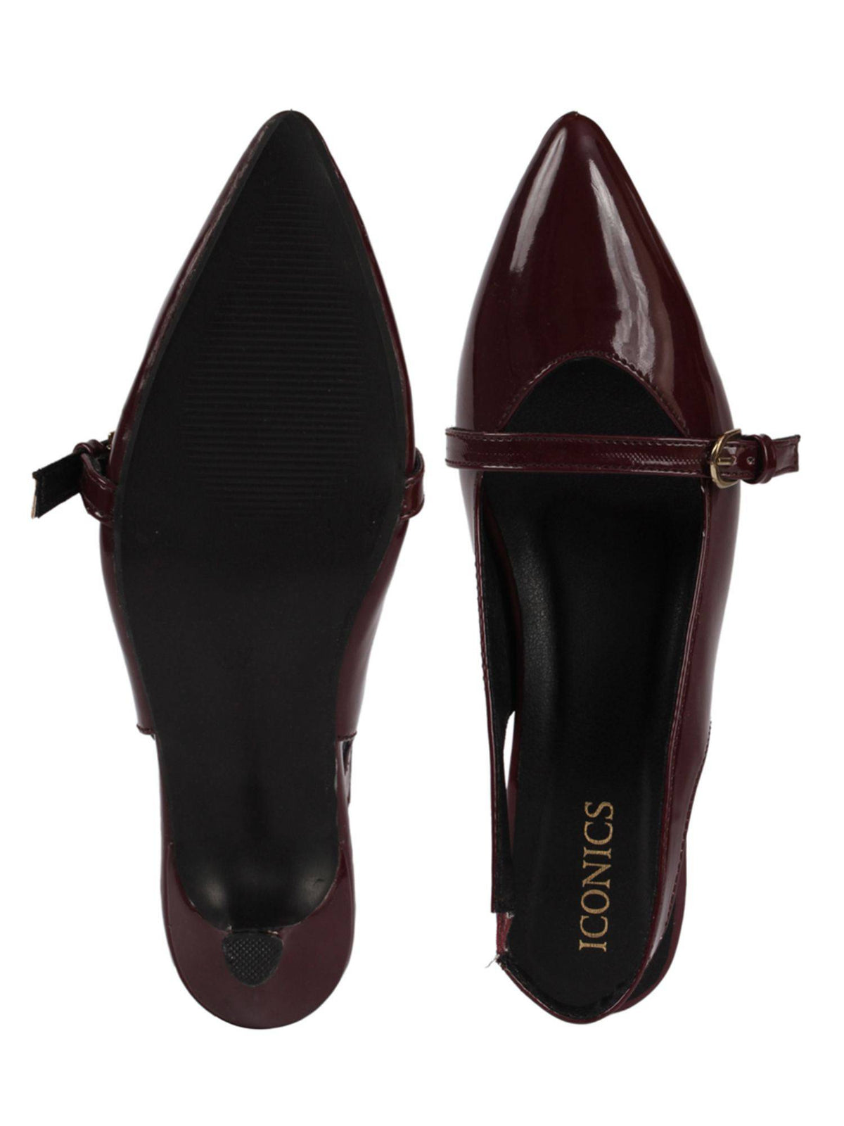 Women Maroon Pointed-Toe Kitten Heels | H78 - view 8