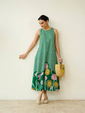 Pink Mrinal Slub Cotton Summer Dress | D56 - view 14
