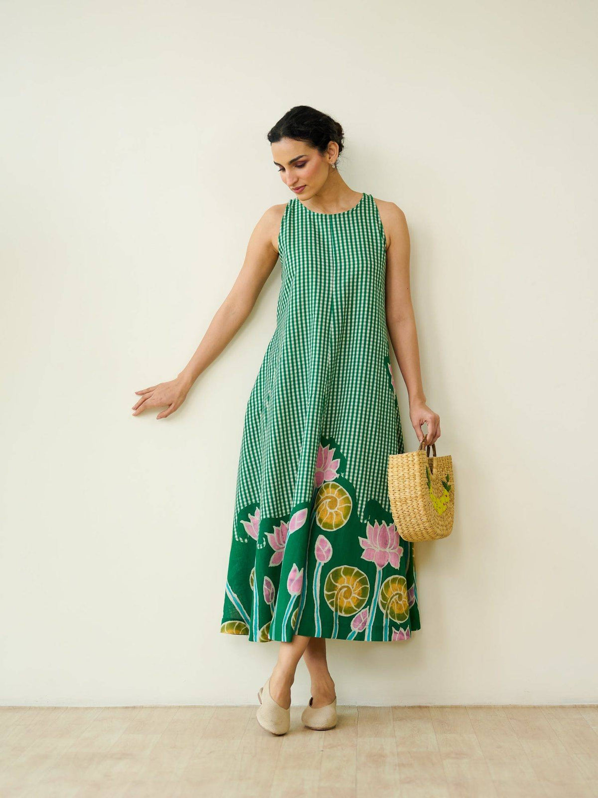 Pink Mrinal Slub Cotton Summer Dress | D56 - view 14
