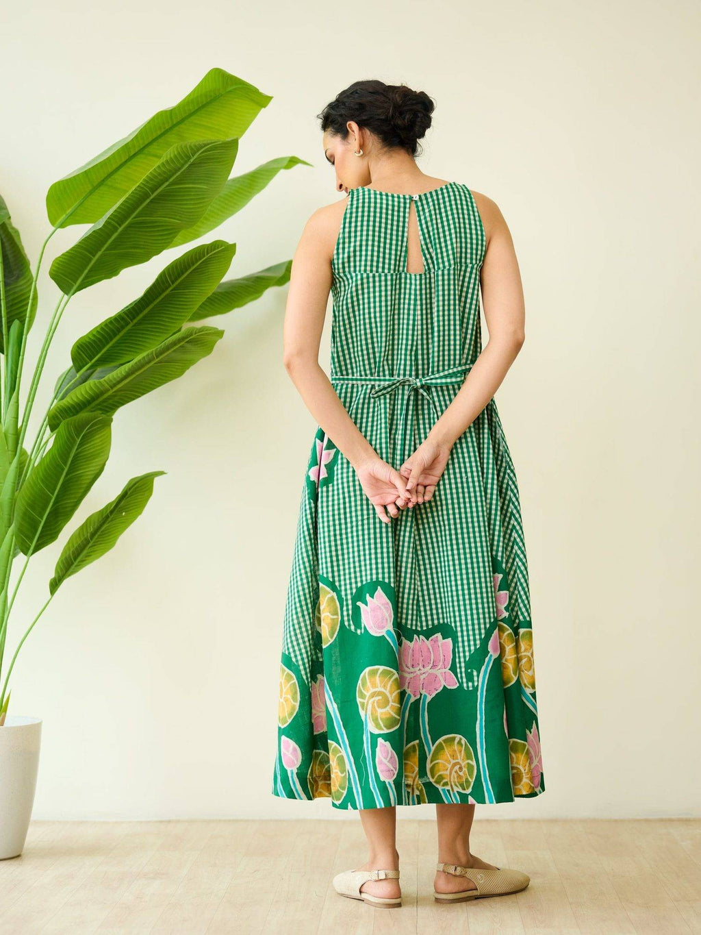 Pink Mrinal Slub Cotton Summer Dress | D56 - view 15