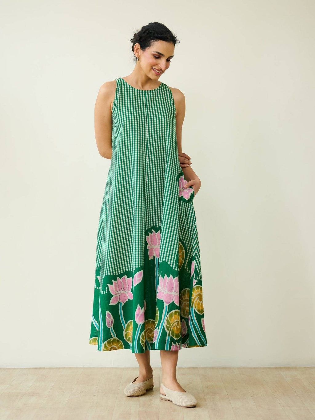Pink Mrinal Slub Cotton Summer Dress | D56 - view 16