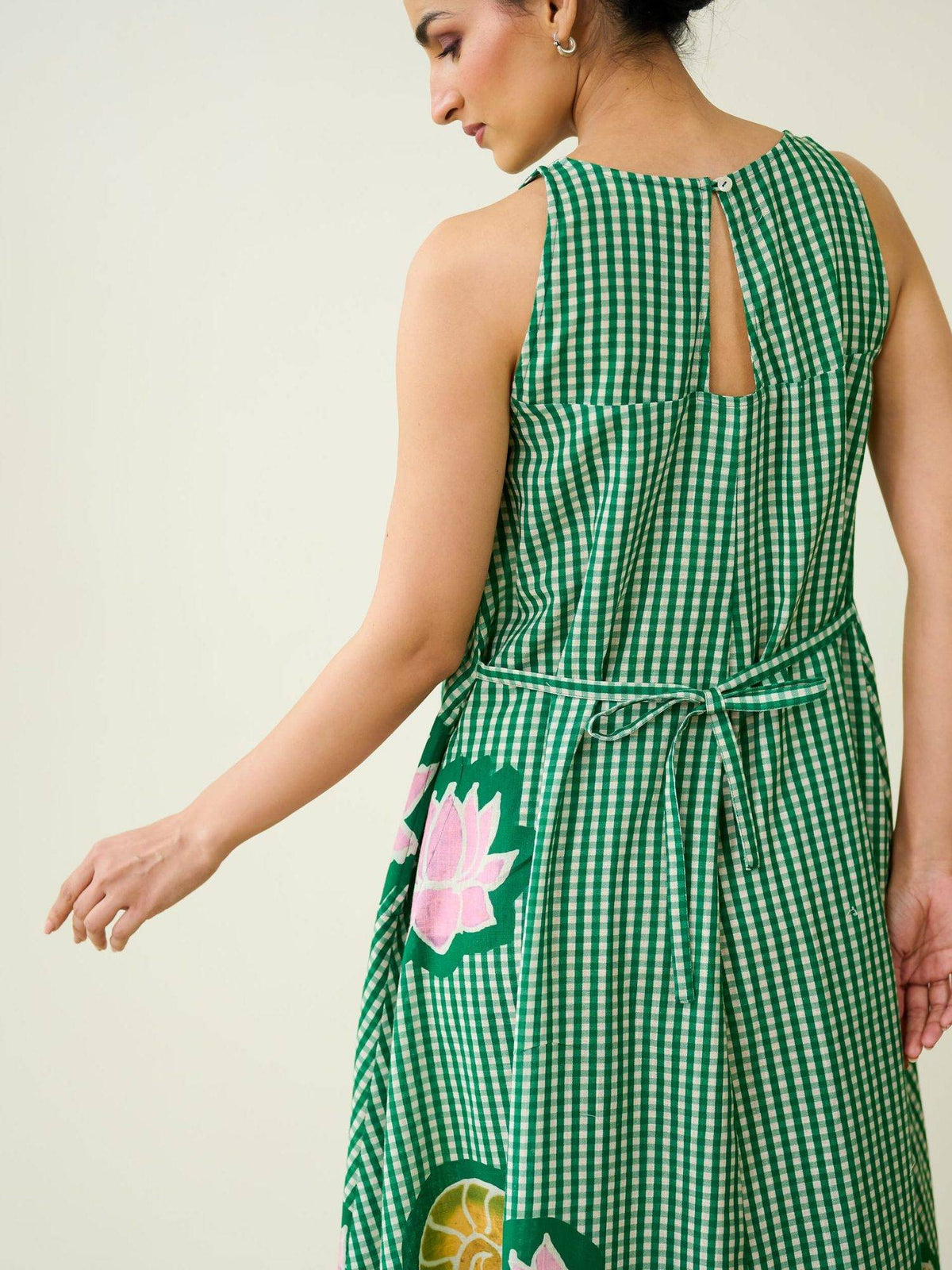 Pink Mrinal Slub Cotton Summer Dress | D56 - view 17