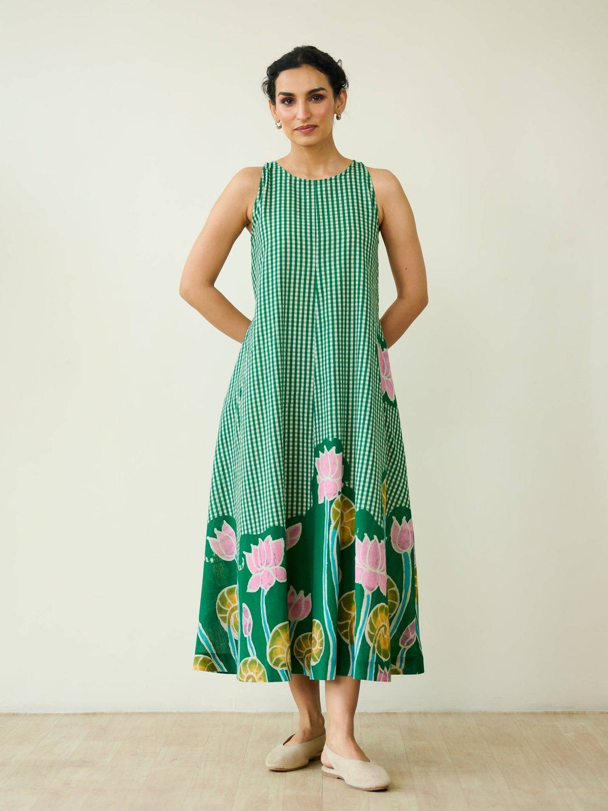 Pink Mrinal Slub Cotton Summer Dress | D56 - view 18