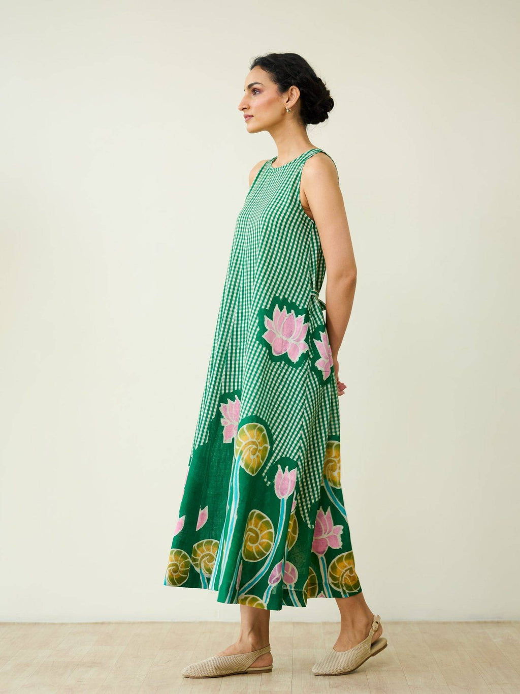 Pink Mrinal Slub Cotton Summer Dress | D56 - view 19