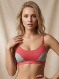 Cotton Seamed Non Padded Non-Wired Women Sports Bra - Red | sb09 - view 1