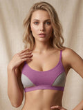 Cotton Seamed Non Padded Non-Wired Women Sports Bra - Purple | sb09 - view 1