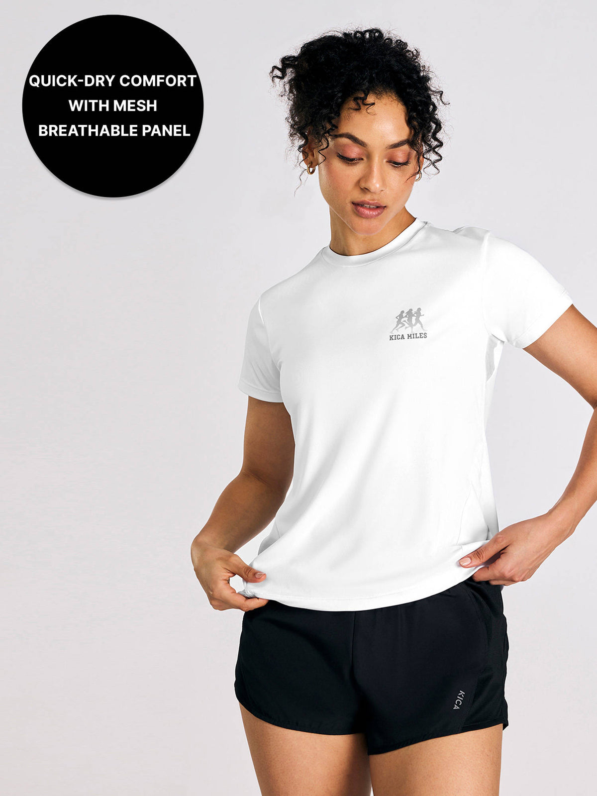 Women Quick-Dry Running Tee With Mesh Breathe Panels KIC007-Neon Yellow | TS56 - view 7