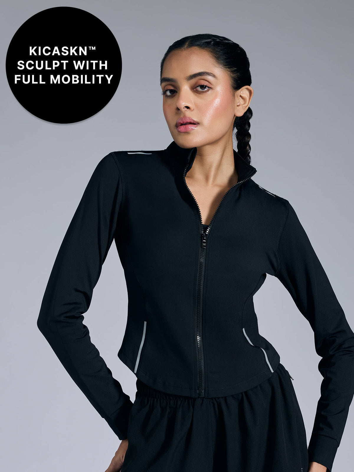 Cropped Training Jacket With Zip Pockets & Thumbholes in KICASKN™ Fabric | JK12 - view 8