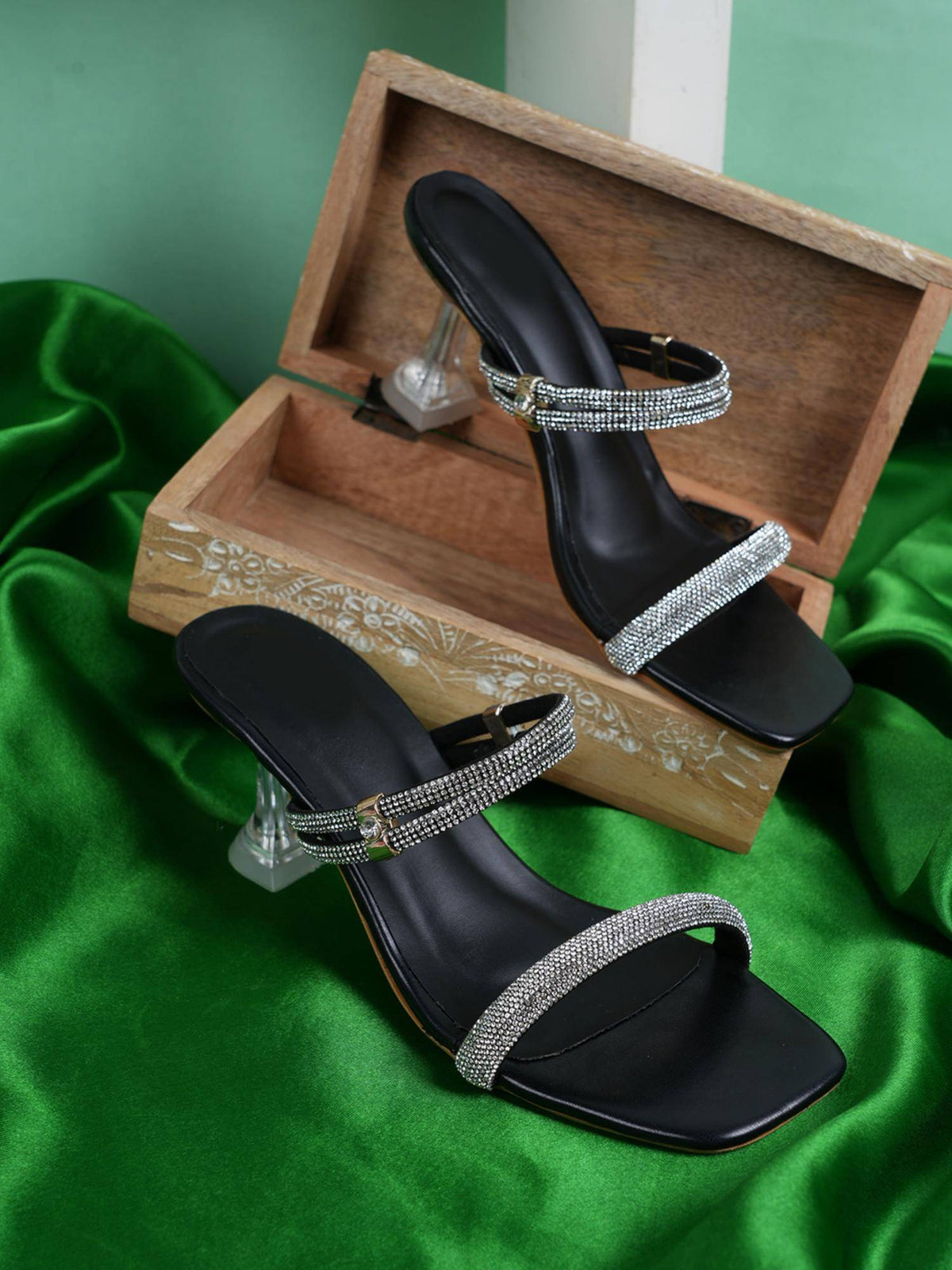 Women Black Spool Heels | H78 - view 3