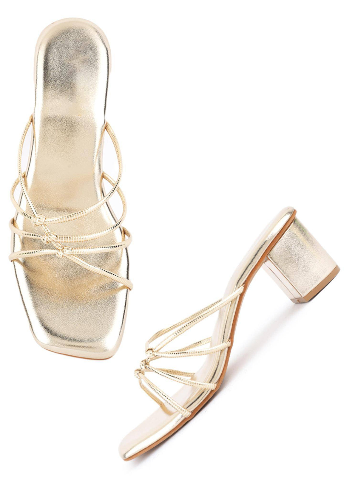 Women Gold Stylish Block Heels | H78 - view 4
