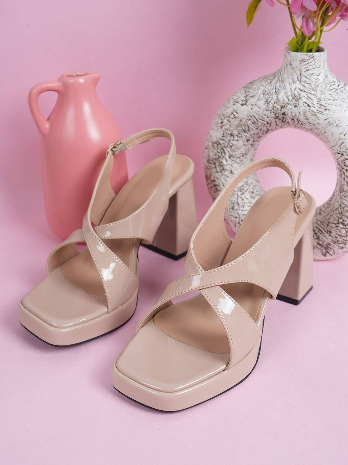Women Beige Classic Block Heels | H78 - view 2