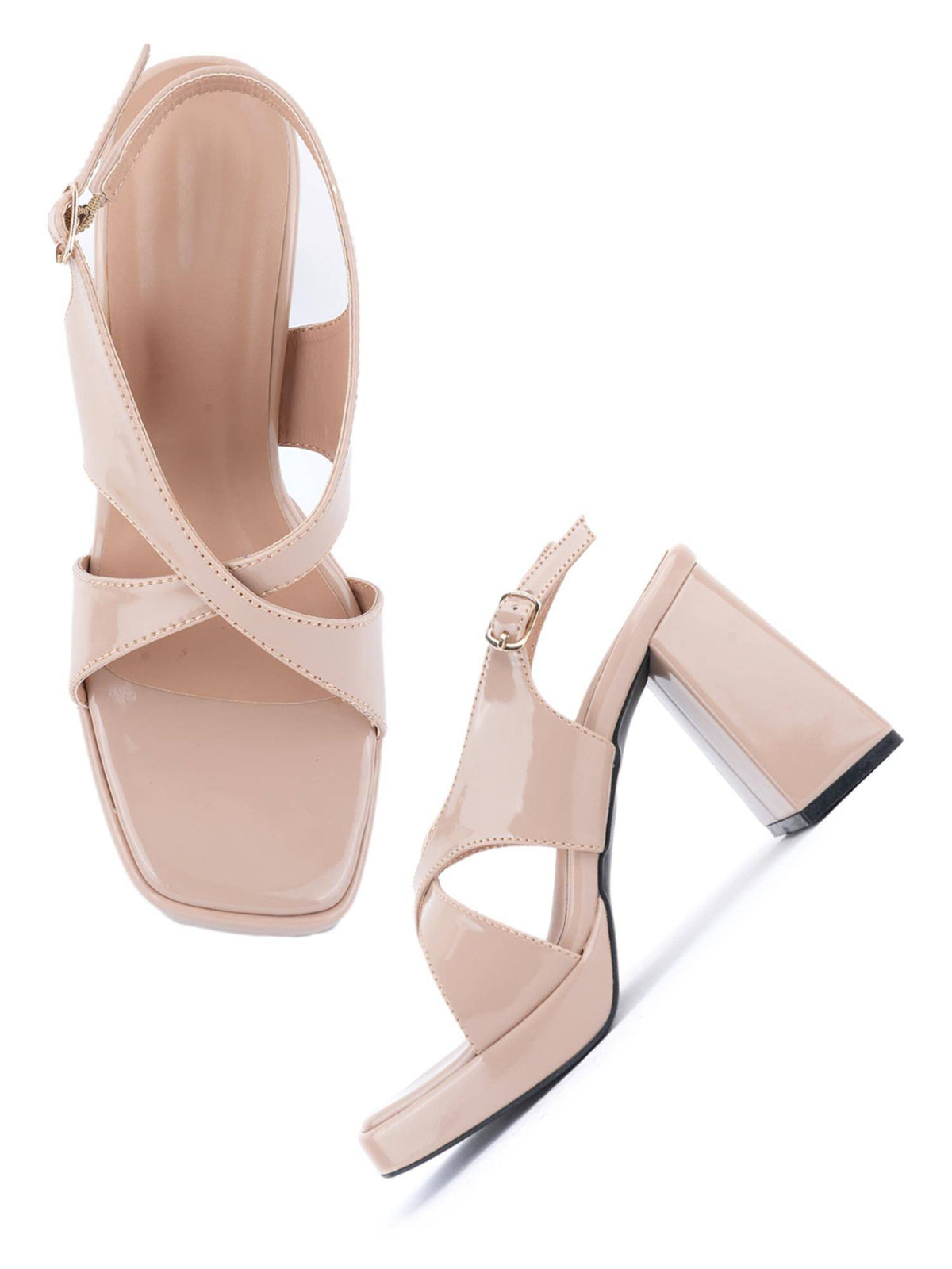 Women Beige Classic Block Heels | H78 - view 4
