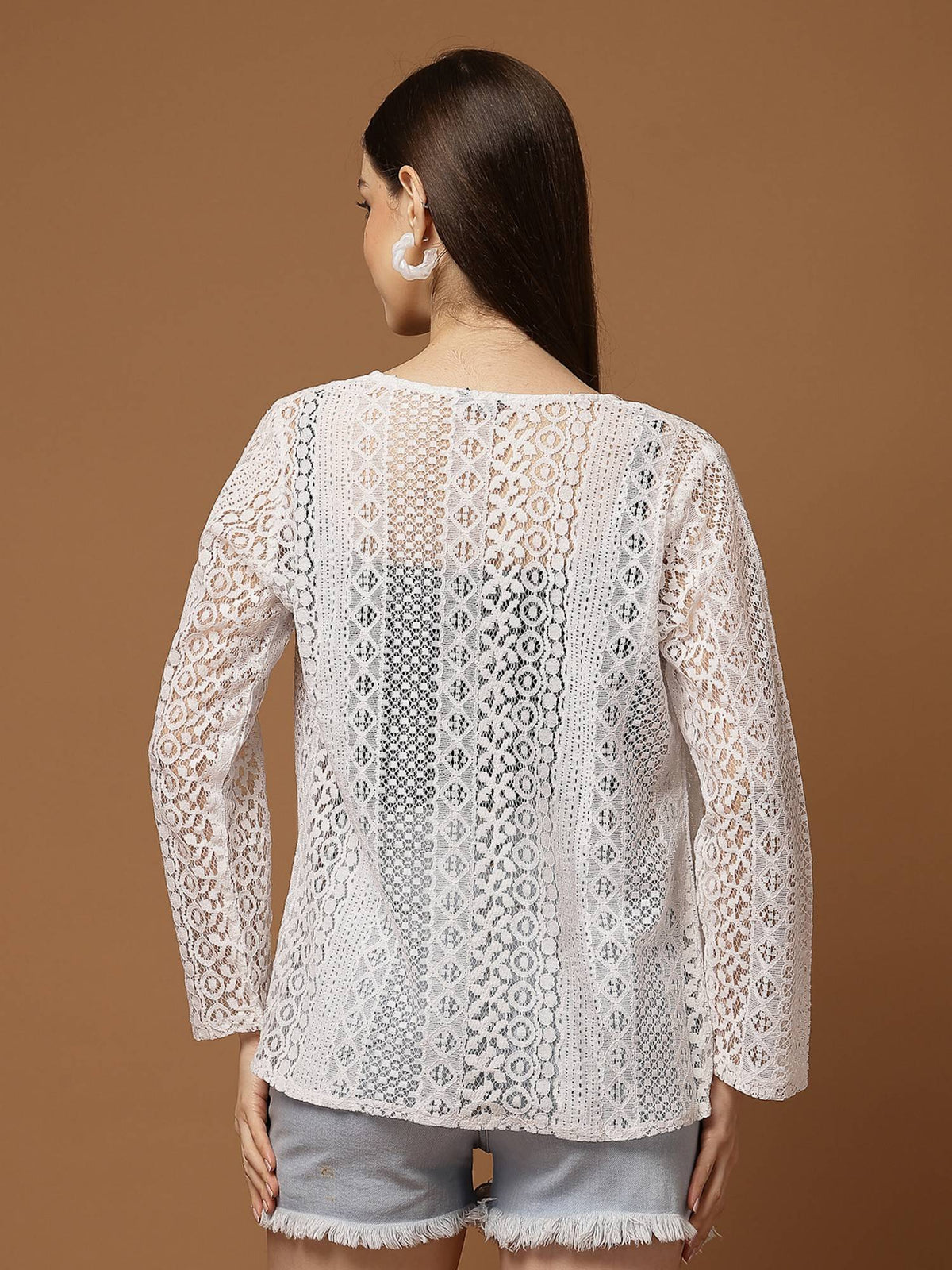 White Nylon Lace Shrug | JC78 - view 2