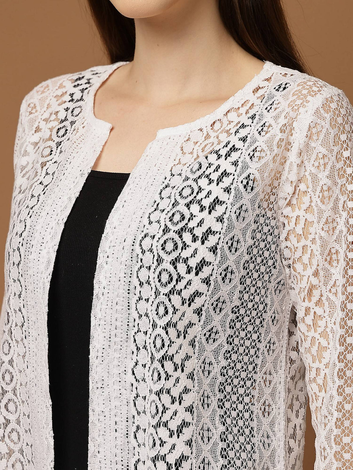 White Nylon Lace Shrug | JC78 - view 3