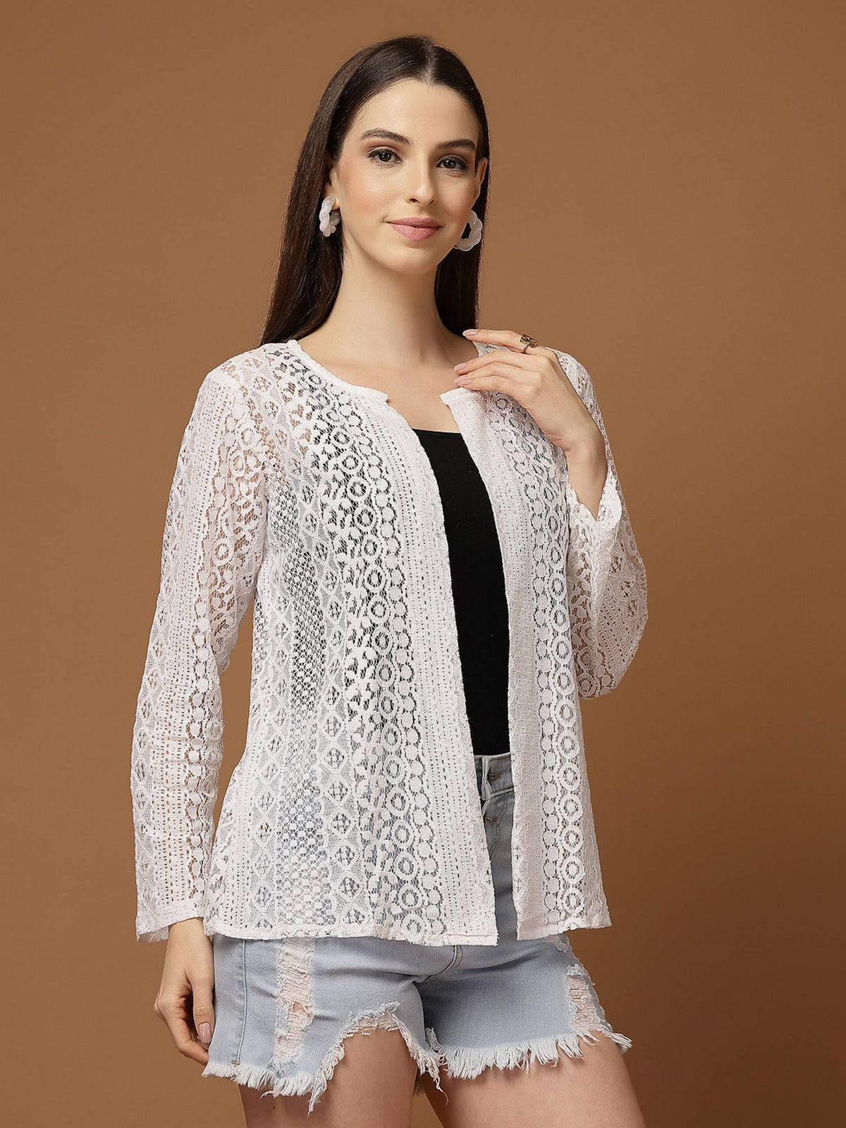 White Nylon Lace Shrug | JC78 - view 4