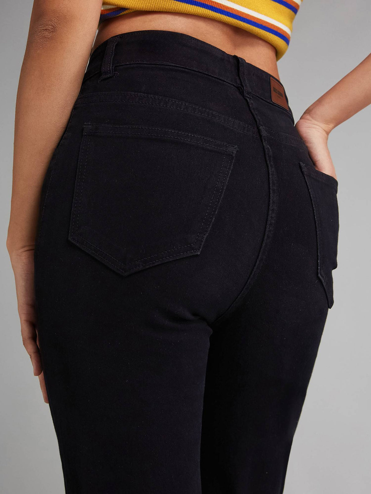Black Straight High Rise Clean Look Denim Jeans | ST23 - view 5