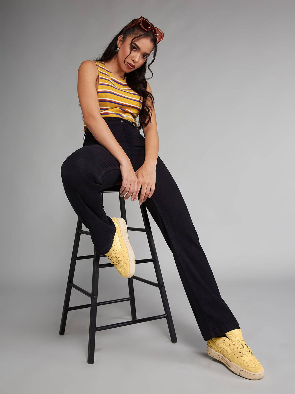 Black Straight High Rise Clean Look Denim Jeans | ST23 - view 6