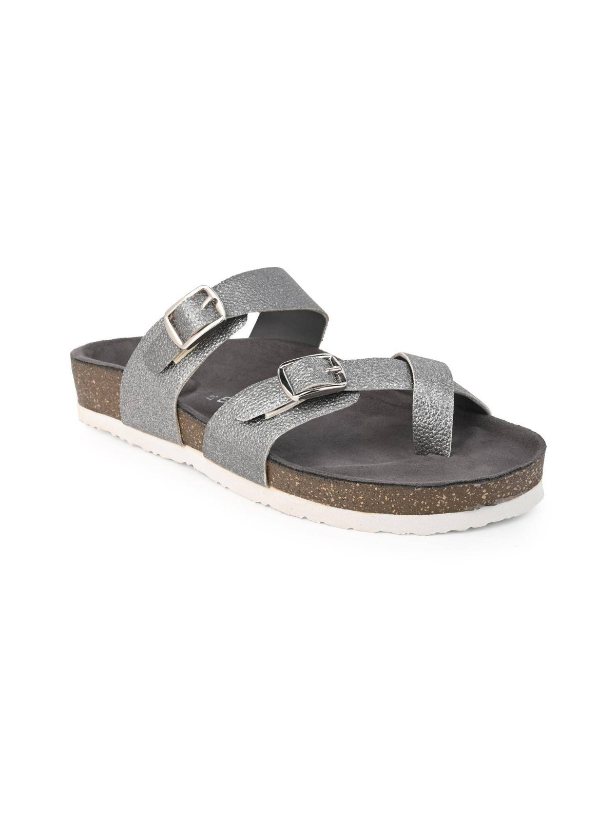 Off White Round Toe Sandals with Buckles | SD89 - view 16
