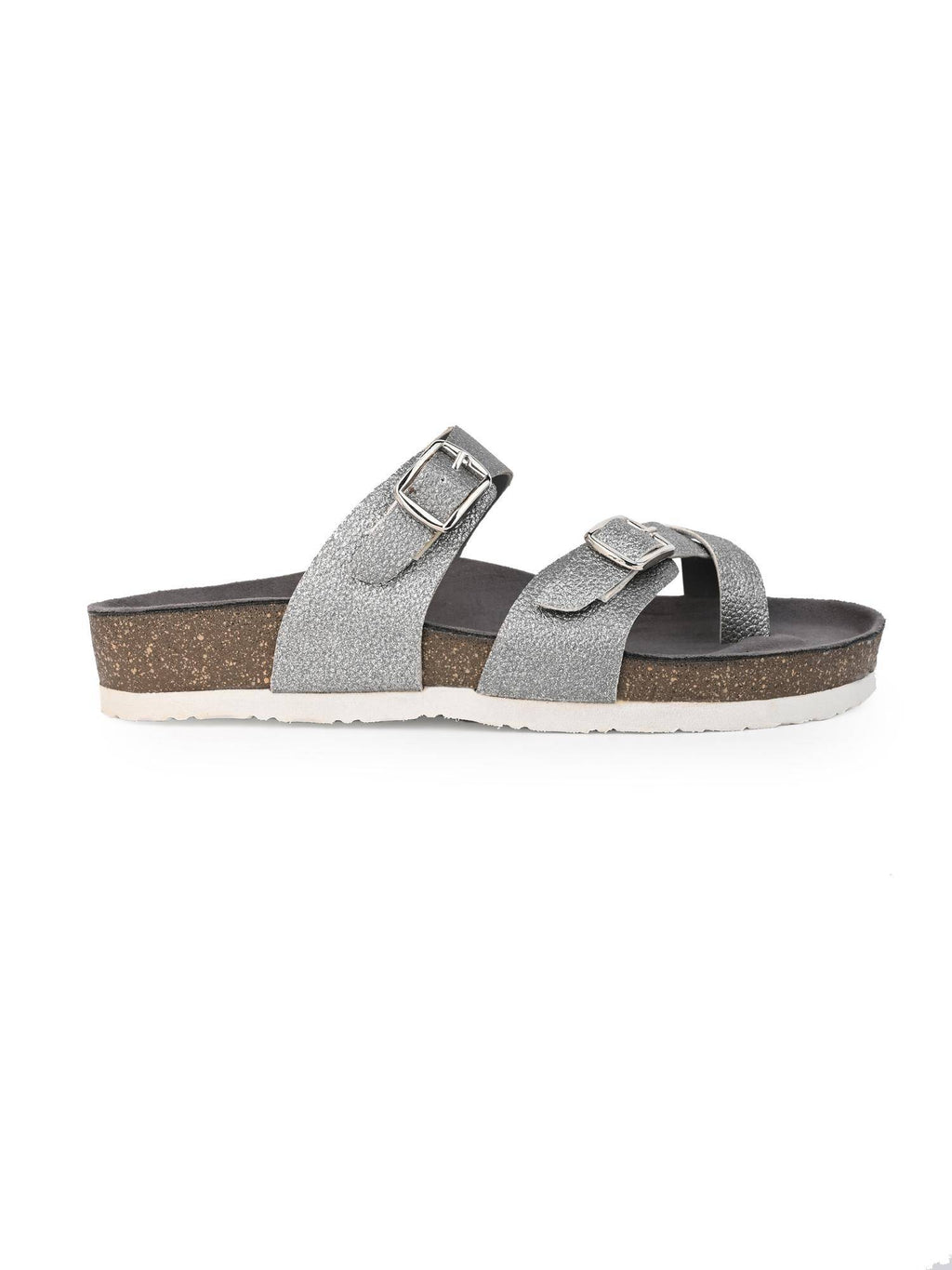 Off White Round Toe Sandals with Buckles | SD89 - view 19