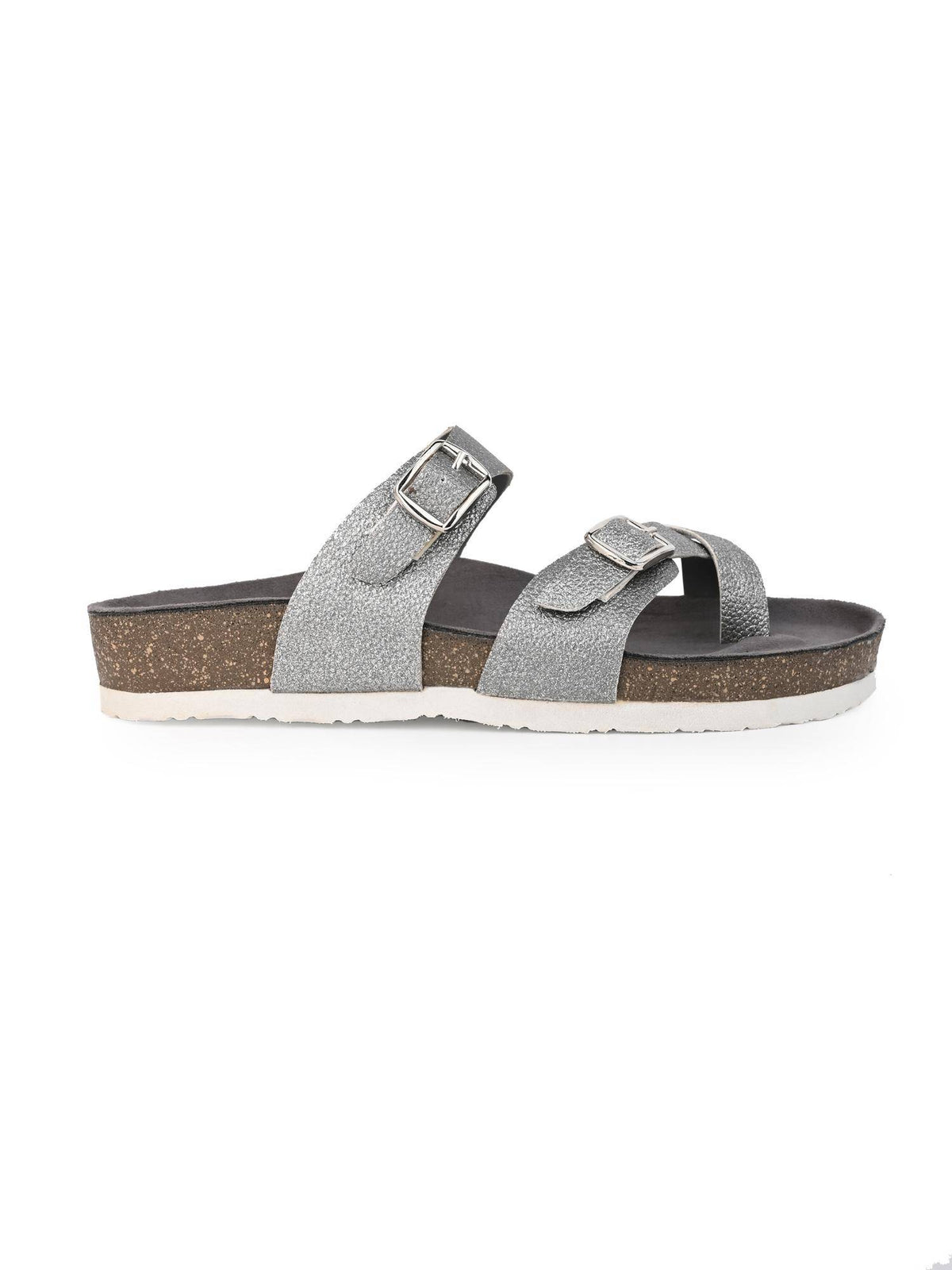 Off White Round Toe Sandals with Buckles | SD89 - view 19