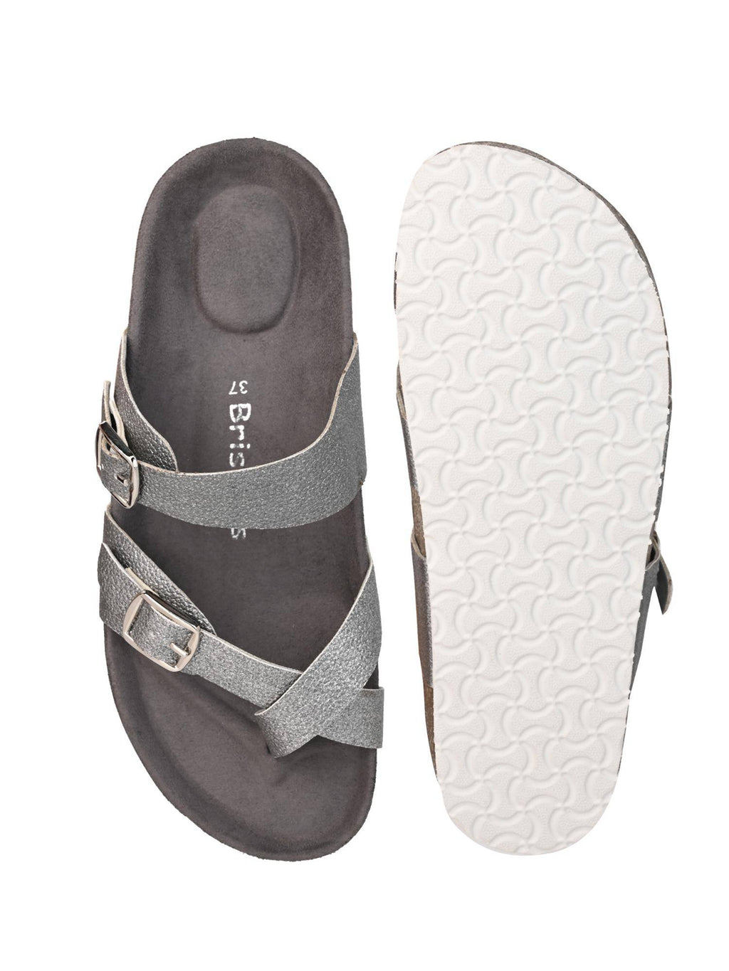 Off White Round Toe Sandals with Buckles | SD89 - view 20
