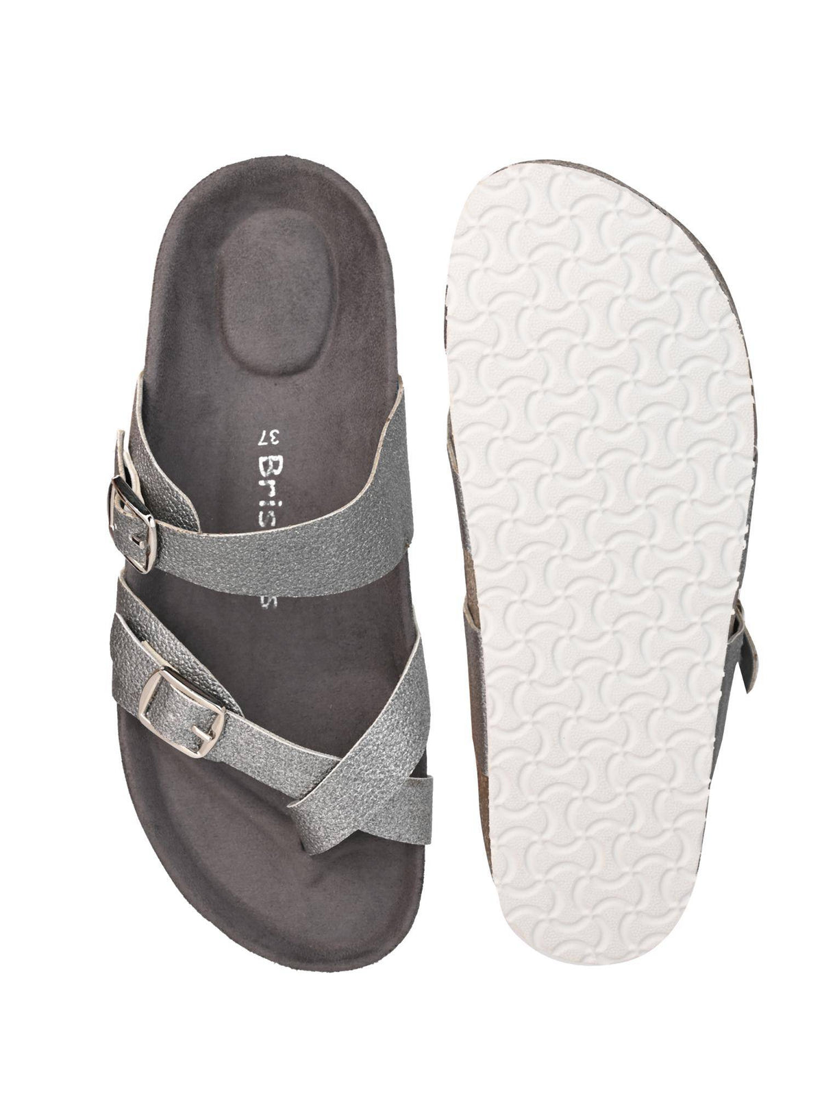 Off White Round Toe Sandals with Buckles | SD89 - view 20