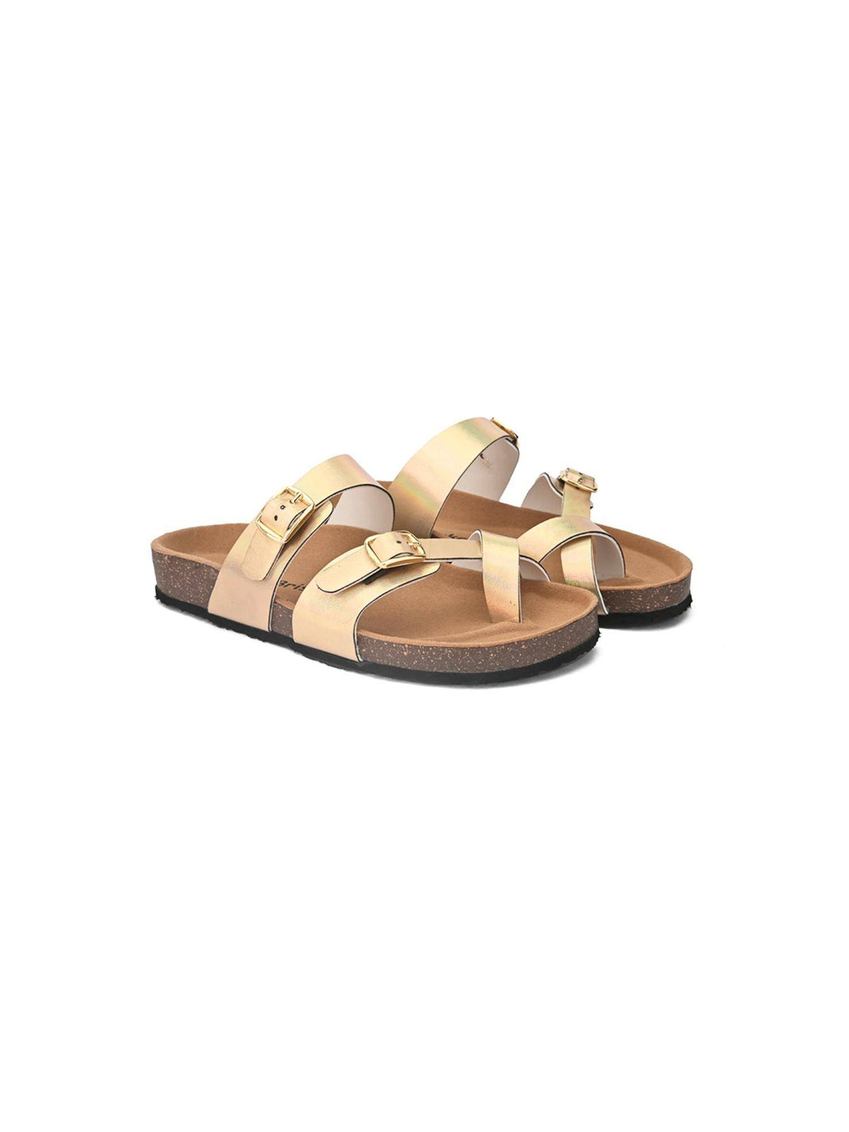 Off White Round Toe Sandals with Buckles | SD89 - view 10