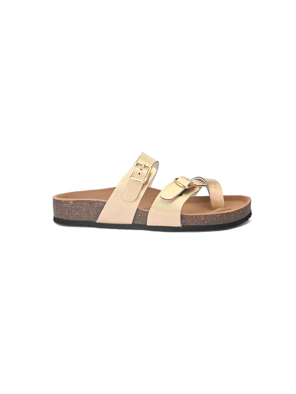 Off White Round Toe Sandals with Buckles | SD89 - view 12