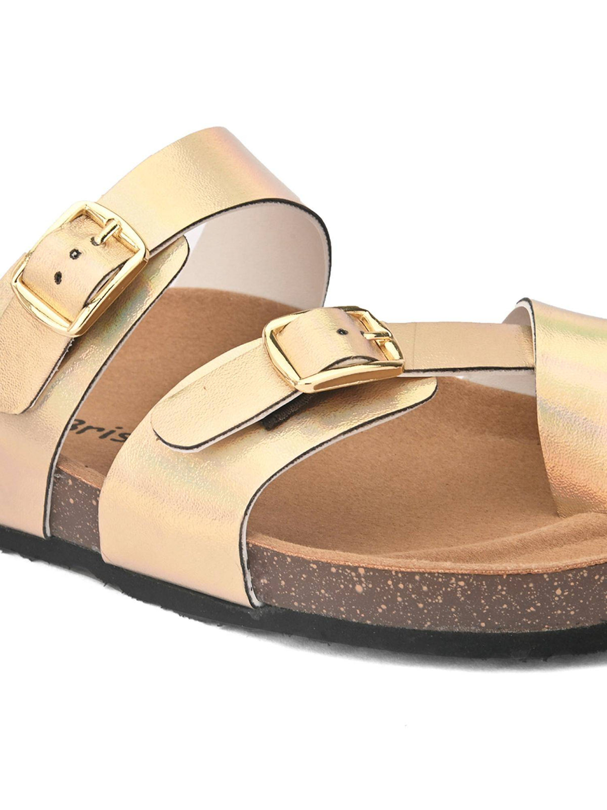 Off White Round Toe Sandals with Buckles | SD89 - view 14