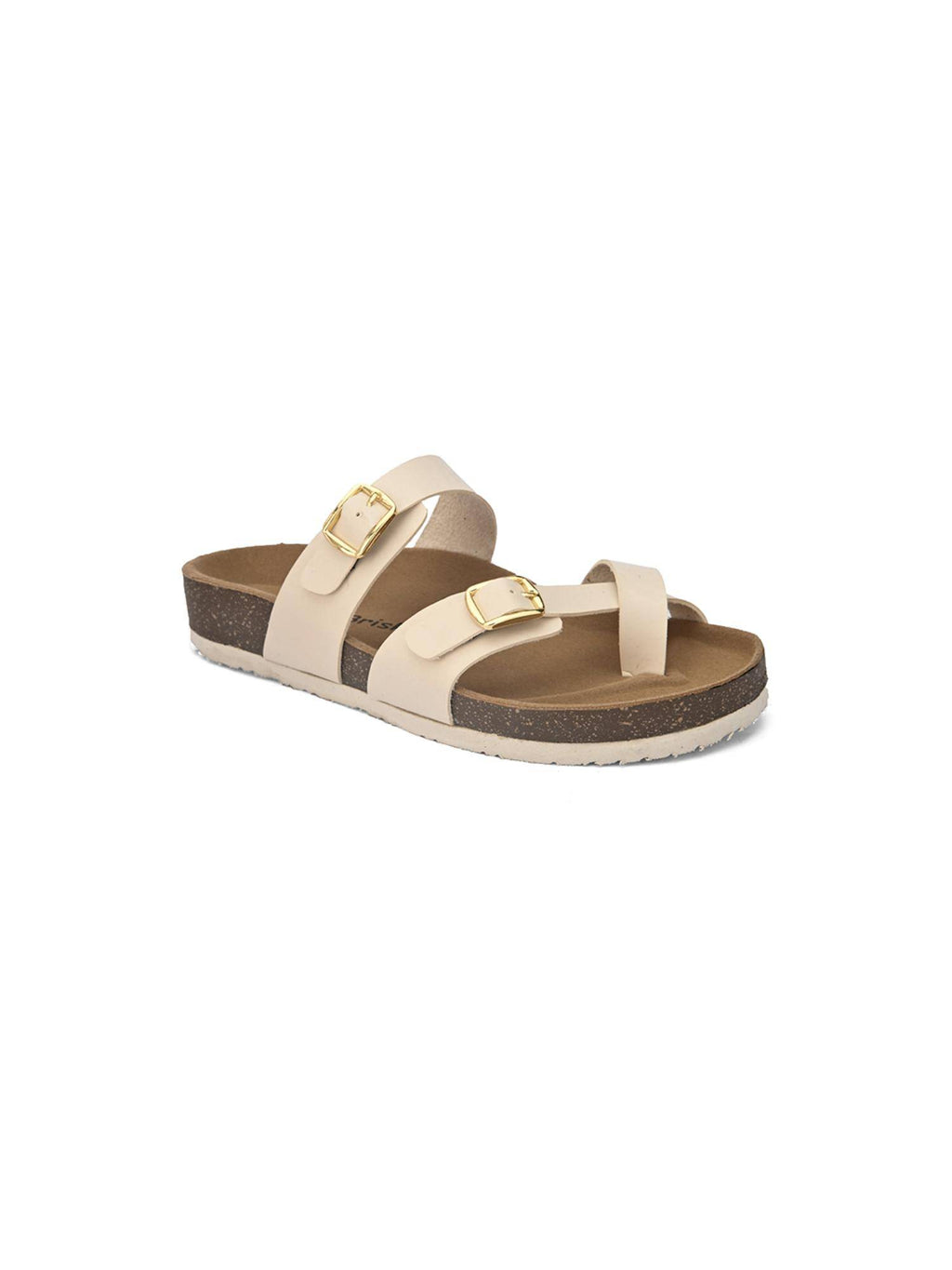 Off White Round Toe Sandals with Buckles | SD89 - view 2
