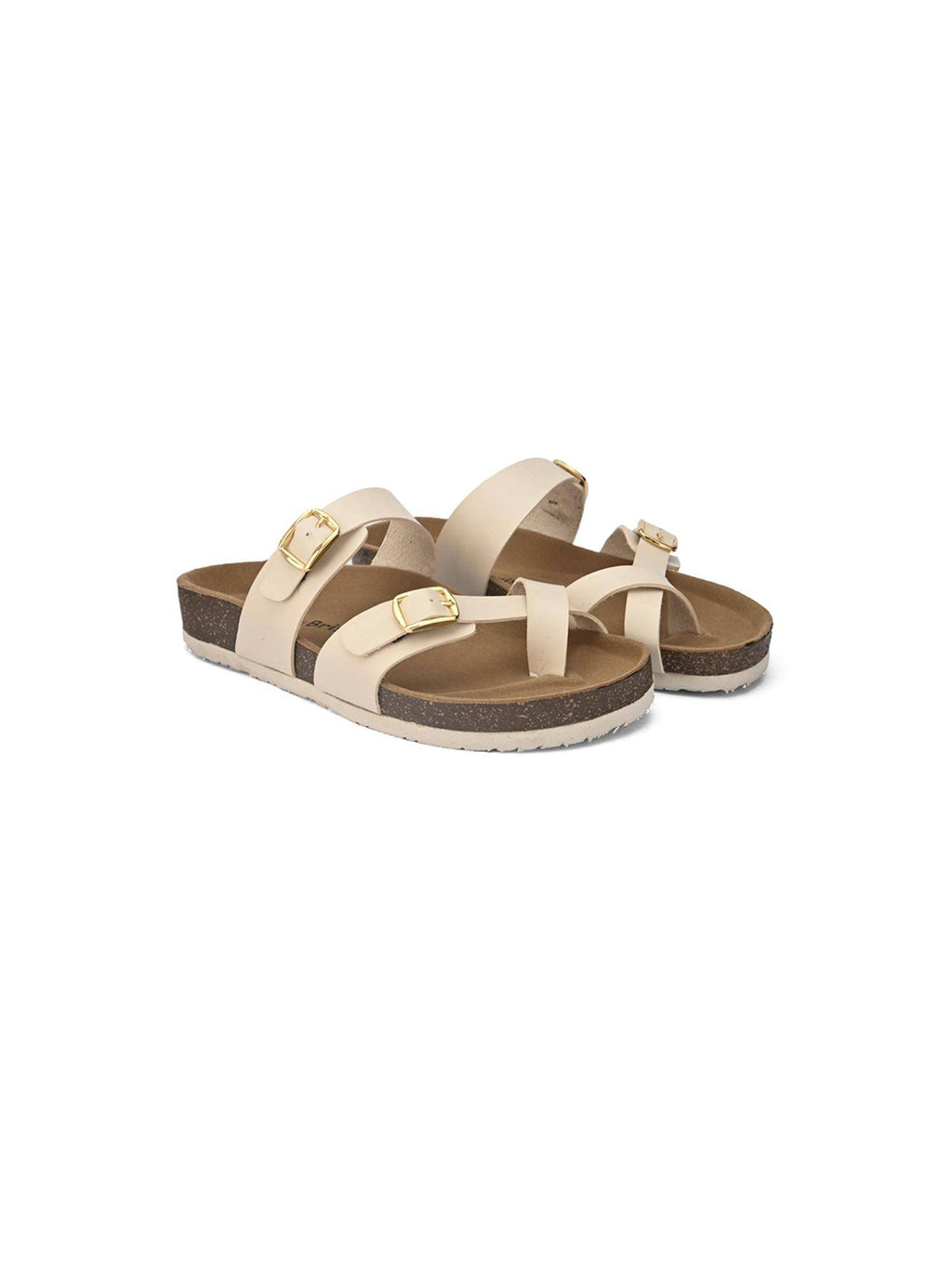 Off White Round Toe Sandals with Buckles | SD89 - view 3