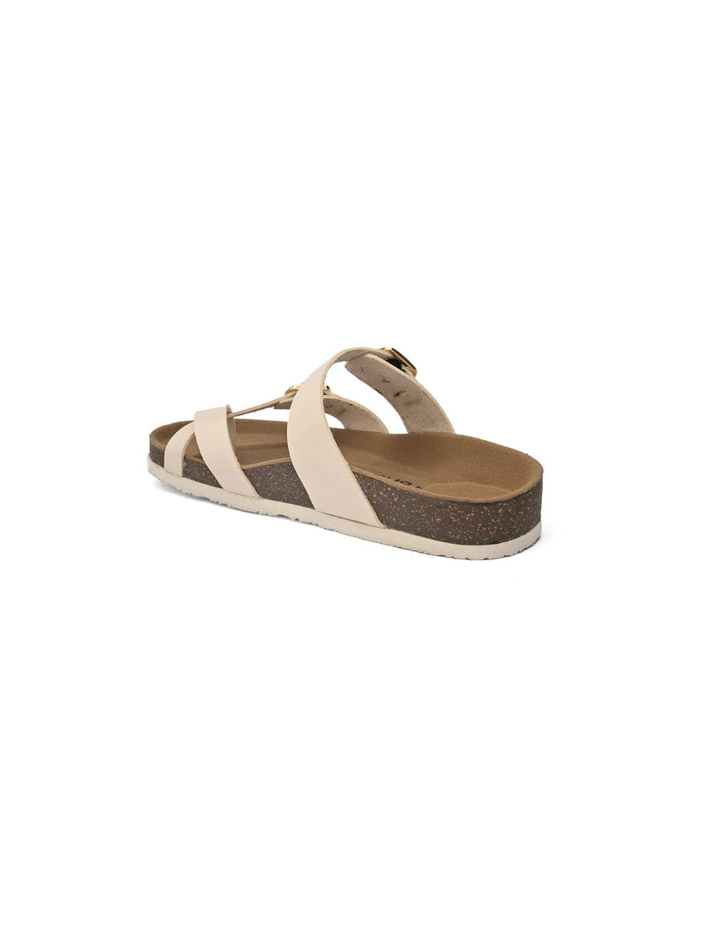 Off White Round Toe Sandals with Buckles | SD89 - view 4