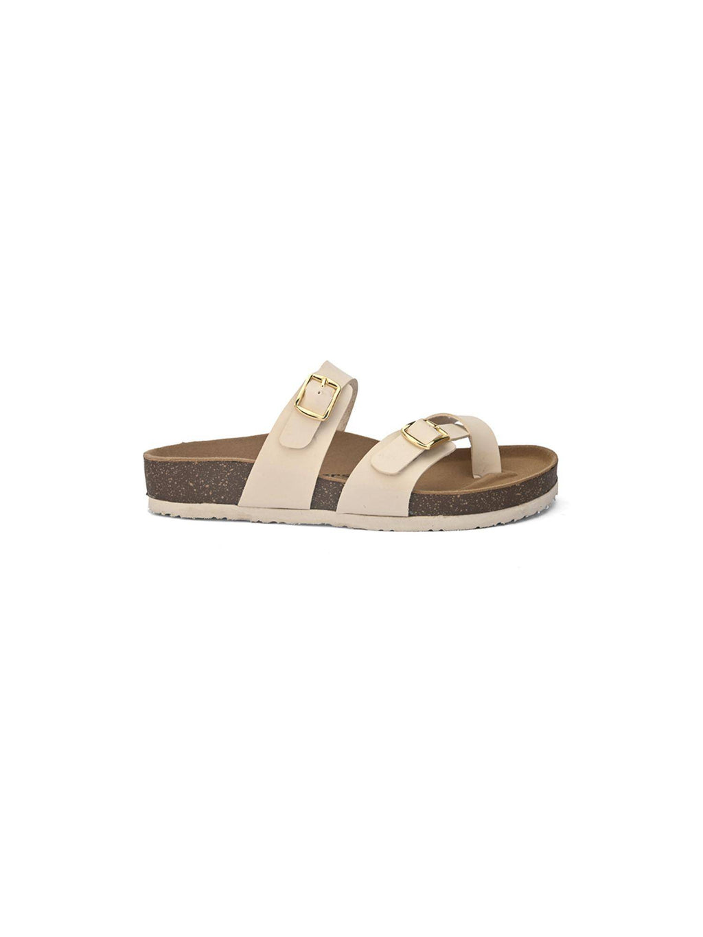 Off White Round Toe Sandals with Buckles | SD89 - view 5